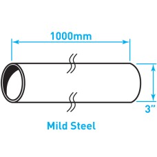 Exhaust Steel Tube Straight , Mild Steel - 3" x 1m